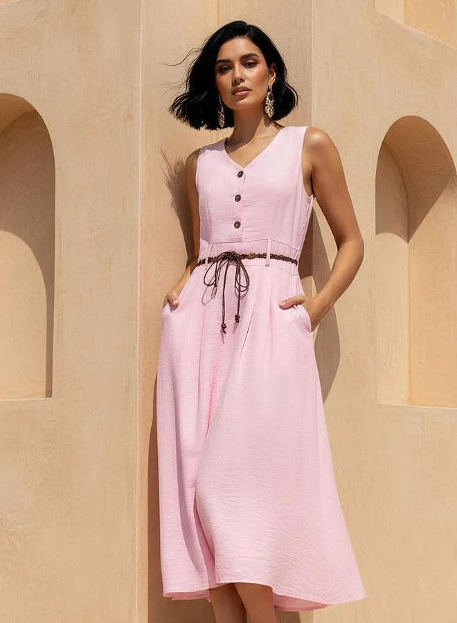 Splash FAV Midi Shirt Dress with Belt